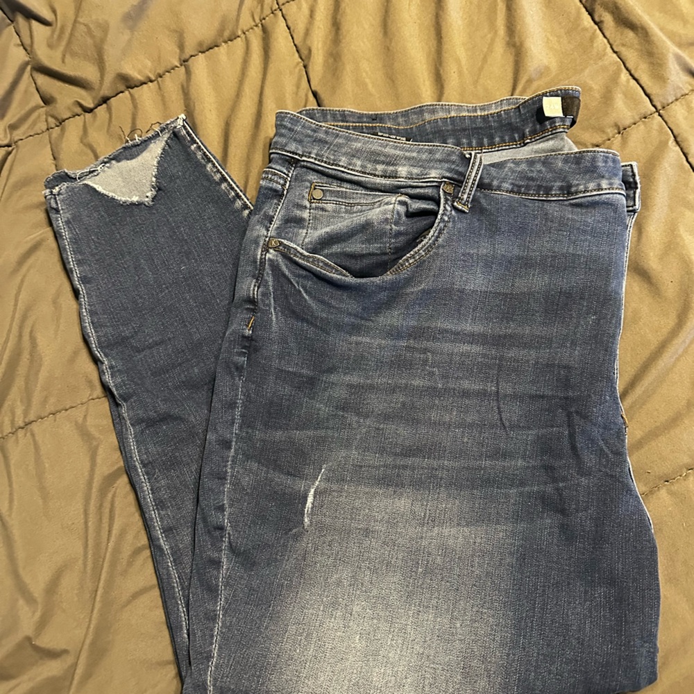 KUT Women's Plus Jeans 24W Stretch Denim Raw Edge Skinny Jeans